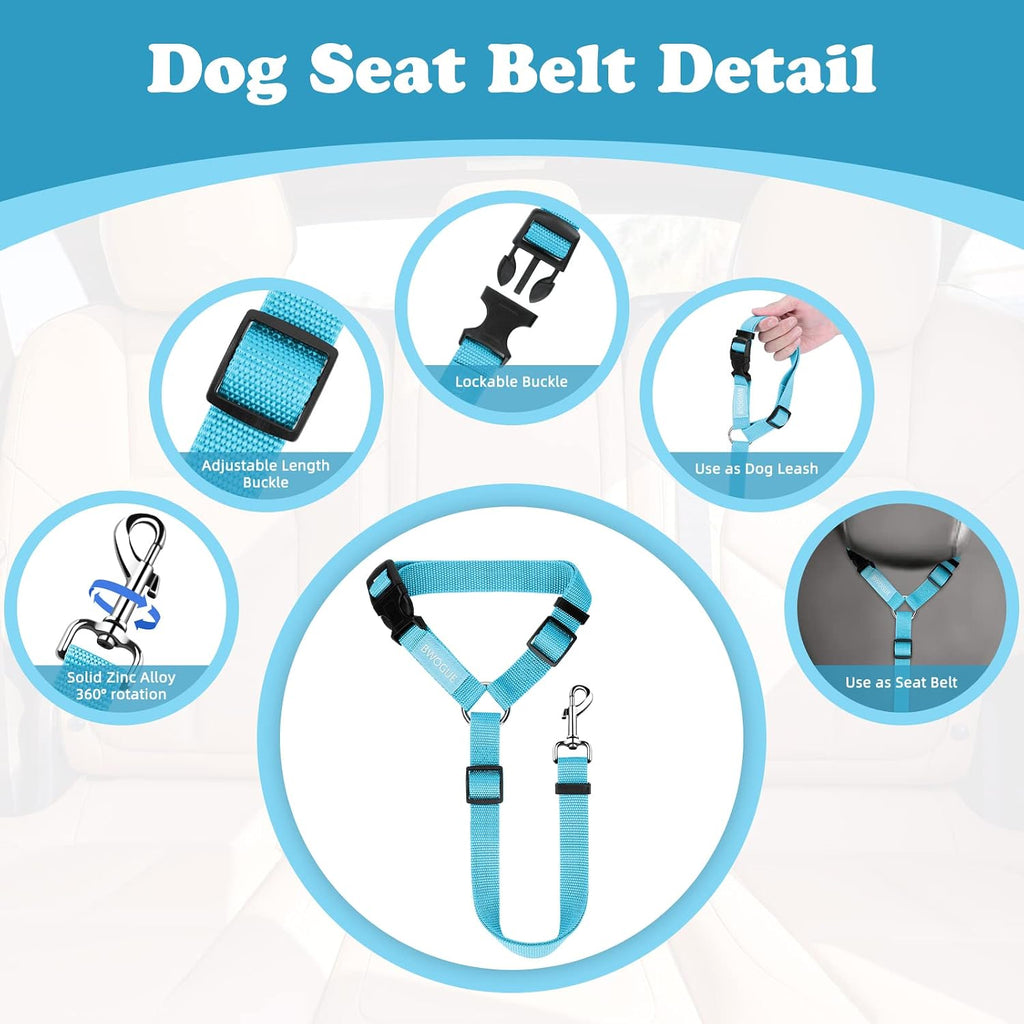 BWOGUE 2 Pack Dog Seat Belt for Car, Headrest Restraint Nylon Safety Straps