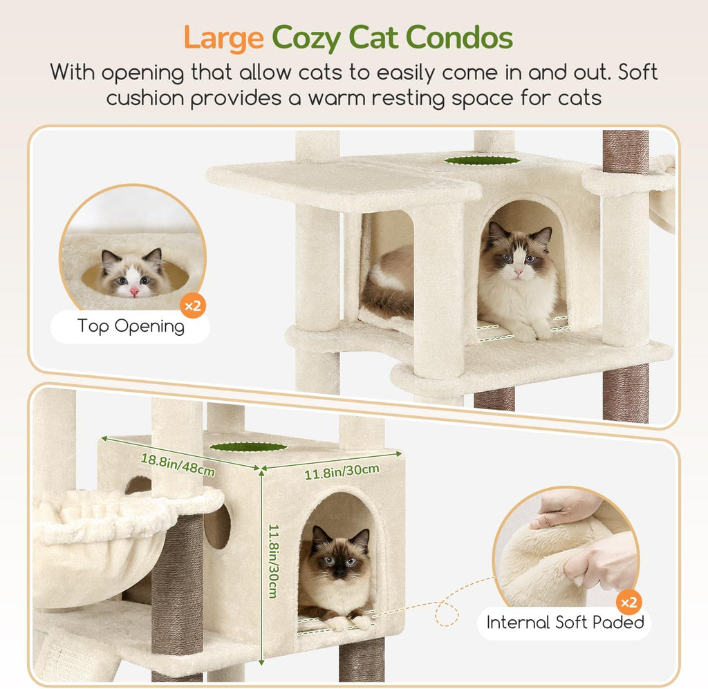 Globlazer Extra Large Cat Tree for Indoor Multiple Cats, S78G, Beige