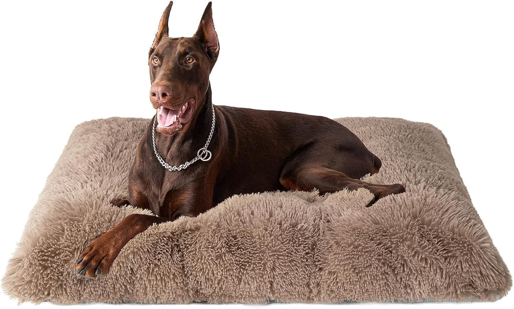 EHEYCIGA Fluffy Dog Crate Bed, Plush XX Large Dog Pillow, Camel