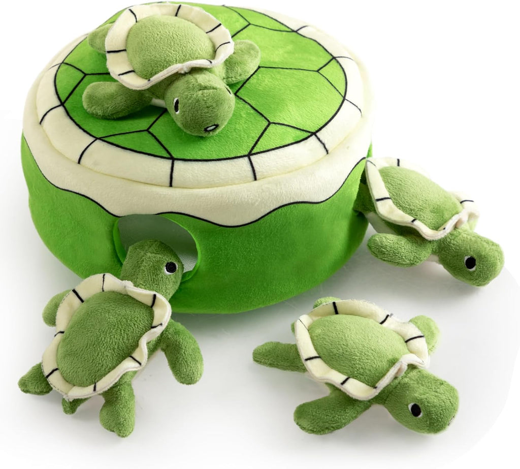 Hollypet Squeaky Hide and Seek Dog Toys for Small and Medium Dogs, Turtle | Interactive Plush Stuffed Dog Squeak Toys for Small Medium Sized Dogs and Non-Aggressive Chewers, Puppy Teeth Clean Chew Toys