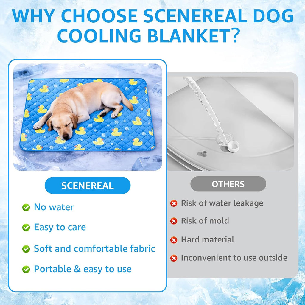 SCENEREAL Dog Cooling Mat for Small Meduim Breeds Dogs, 40"x60" Reversible Self- Cooling Mat for Summer Heat, Ice Cool Soft Pet Throw Blanket Use in Couch, Car, Seat, Bed- Machine Washable