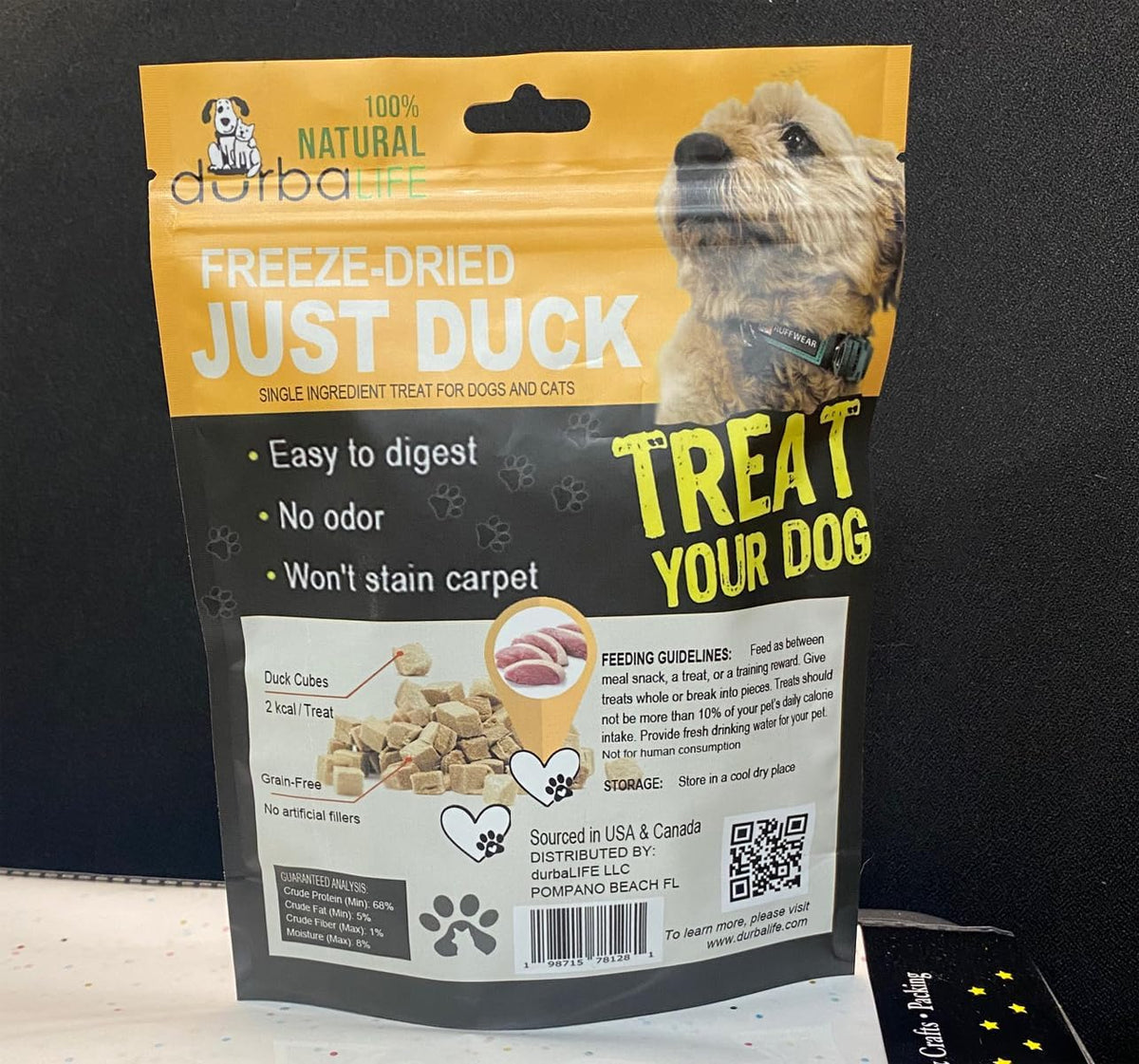 Freeze-Dried Duck Treats for Dogs & Cats, Single Ingredient, High-Protein Training Treats, Food Topper for Picky Eaters, Grain-Free Pet Snack (2.0 oz, Just Duck)