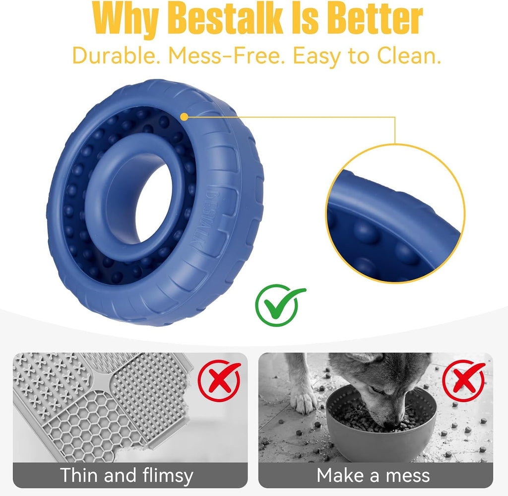 Dog Enrichment Lick Bowl, Bestalk Slow Feeder Lick Mat for Dogs, Freeze Puzzle Licking Bowl for Anxiety Relief, BPA Free Silicone, Dishwasher Safe(Dark Blue,S)