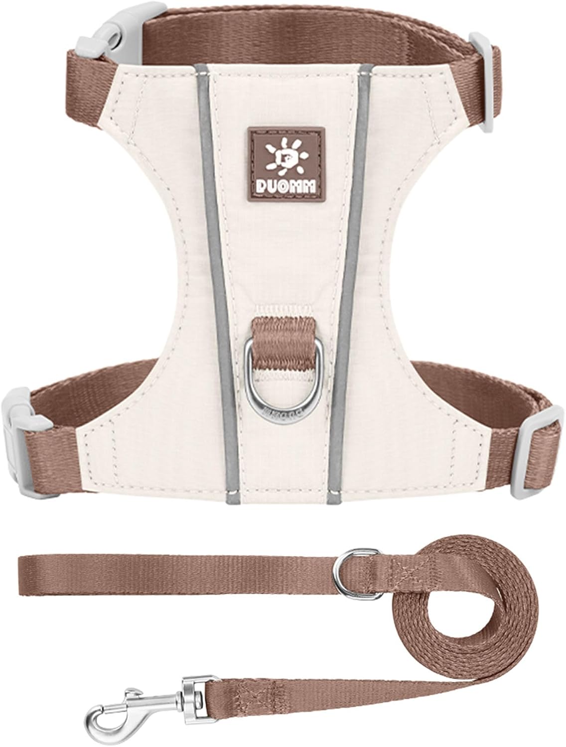 Cat Harness and Leash Set with Reflective Strips, Escape Proof Adjustable Vest, Premium Taffeta Fabric Soft Lightweight, Tear Resistant, for Kitten Small Cats Outdoor Walking (Beige, XS)