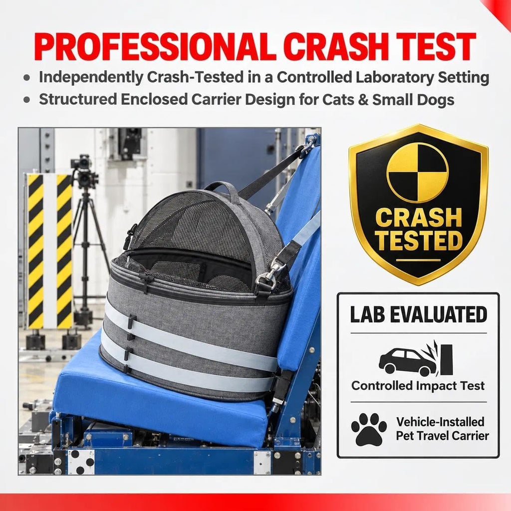 Crash-Tested Pet Car Seat for Cats & Small Dogs, 3-in-1 Carrier & Bed