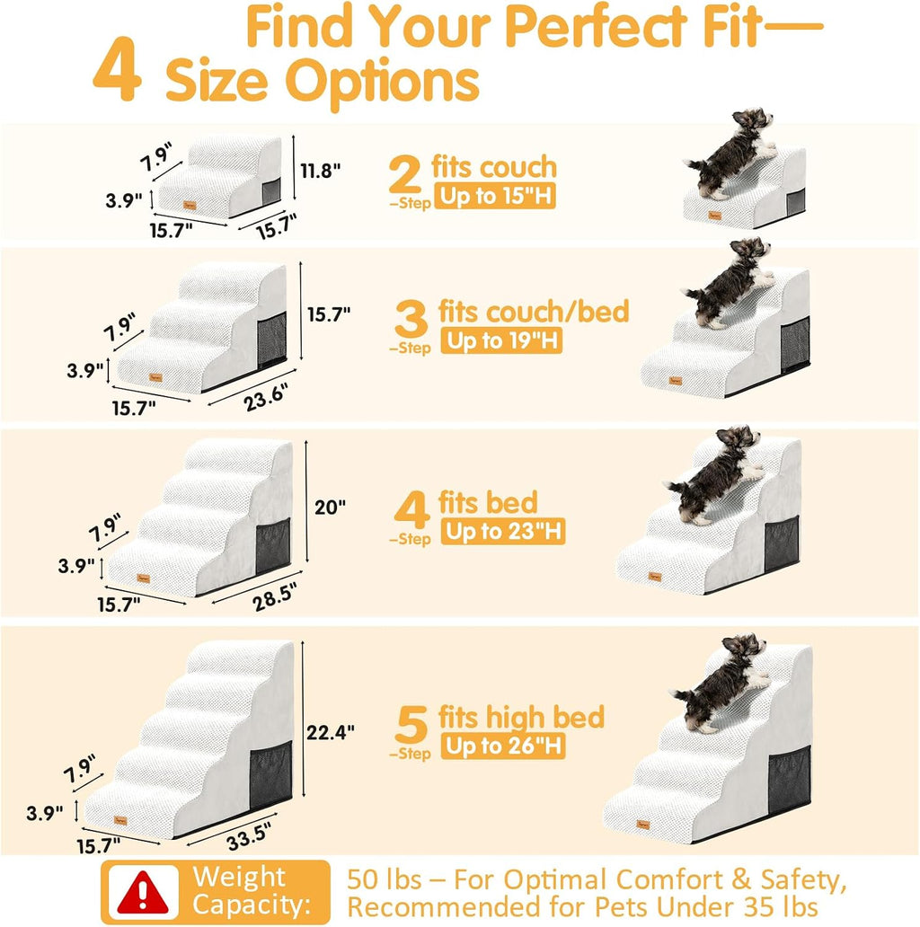 Topmart 3 Tiers Foam Dog Ramps,Non-Slip Pet Step,Extra Wide Deep Dog Stair