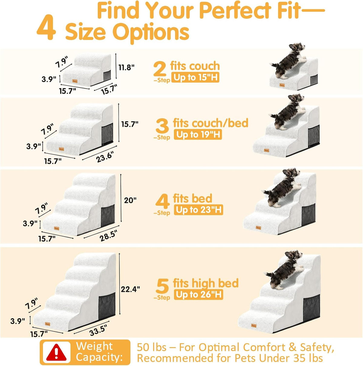 Topmart High Density Foam Pet Steps 2 Tiers,11.8" High,Non-Slip Dog Stairs
