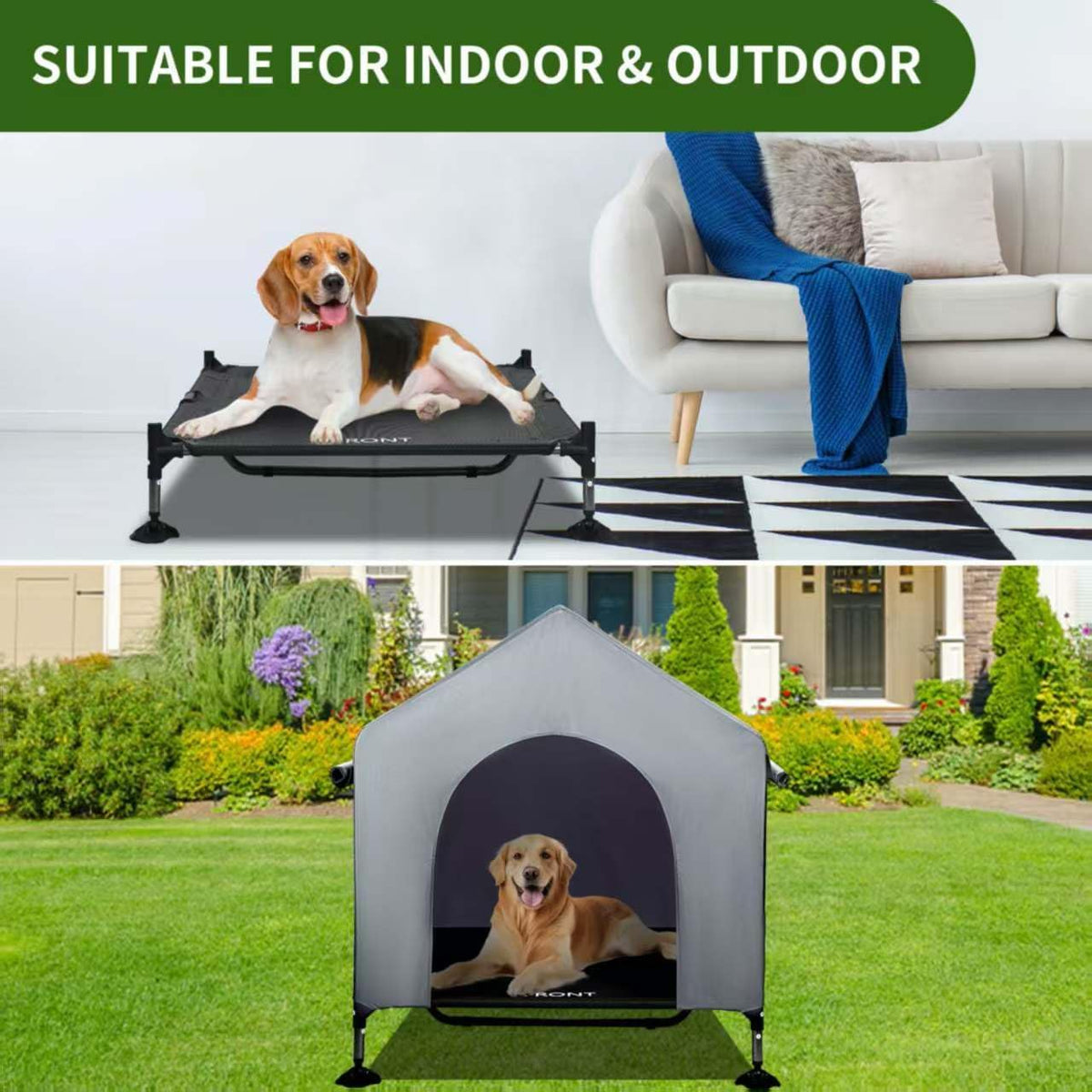 Summertrail 42" Large Dog House Outdoor Indoor Elevated Dog Cot Tent Shade