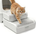 Litter Box Step for Cats, 15.2"×12.3" Wide Litter Box Ramp Non-Slip Litter Catcher Step Supports 50lbs, Adjustable 1 or 2 Stairs for Senior & Large Cats