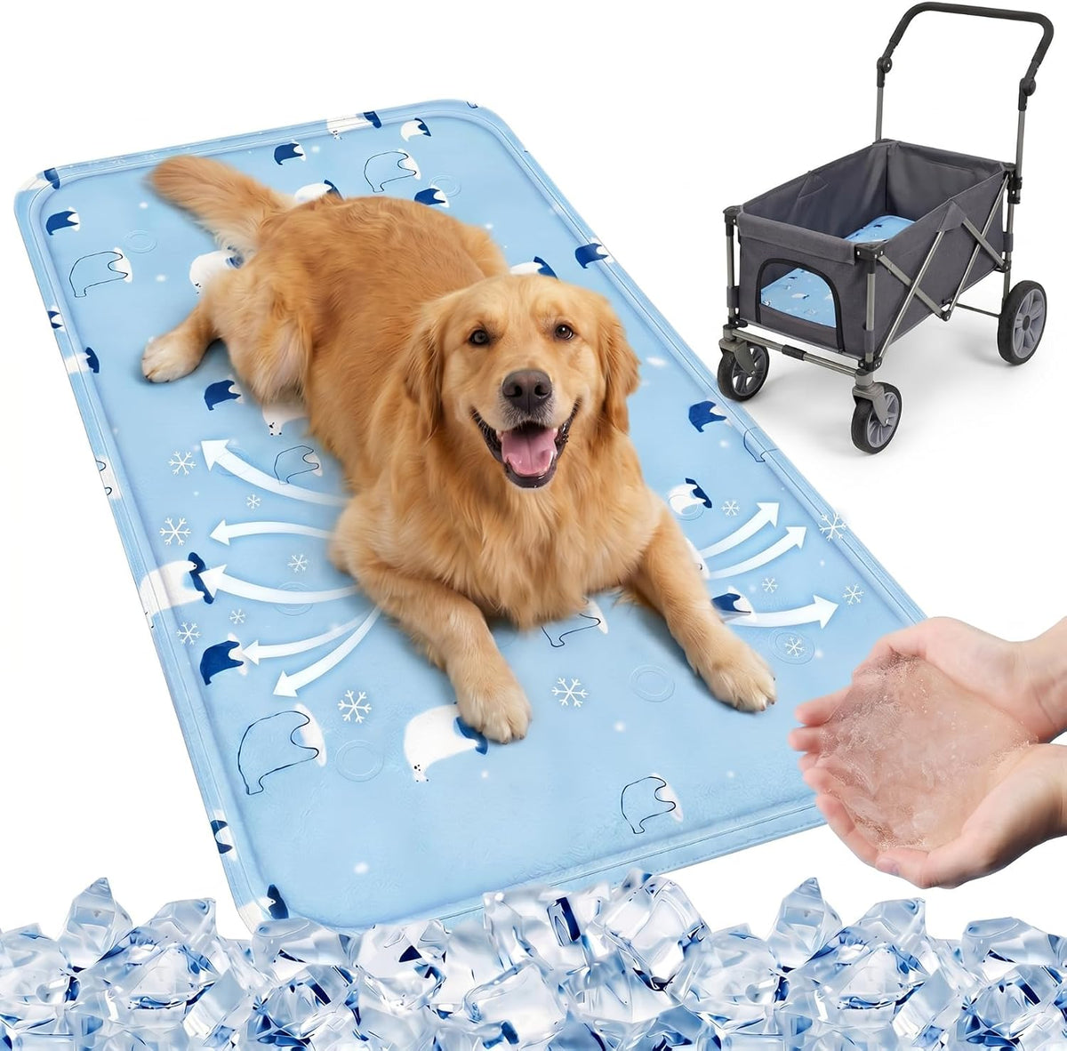 Nuanchu Pet Cooling Mat, Sky Blue Bear, 23.62 x 35.43 Inches, 1 Pcs