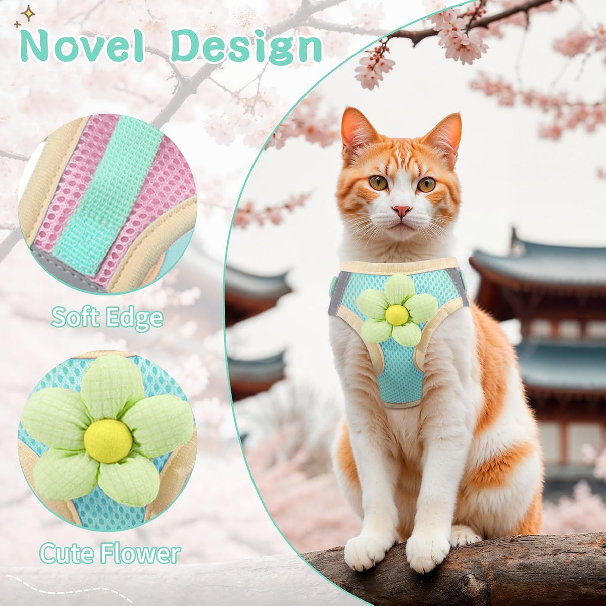 Cat Harness and Leash Set, Escape Proof Soft Vest Walk Green XS