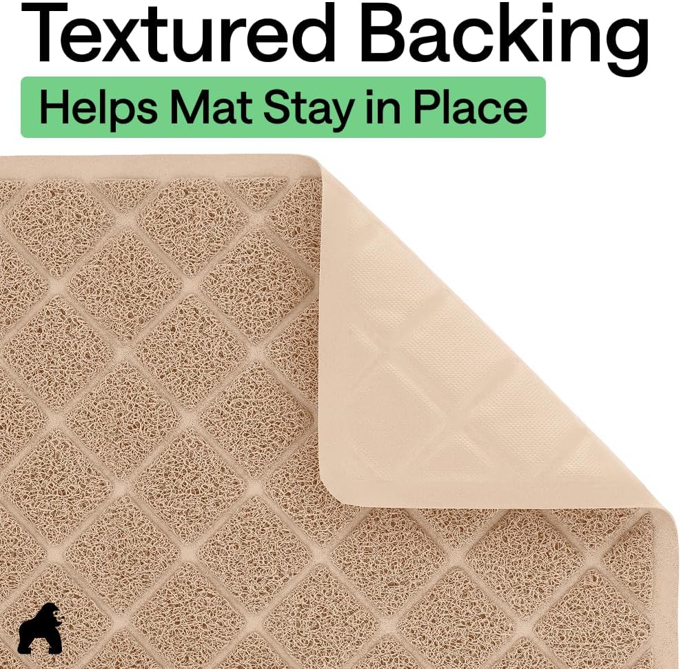 GORILLA GRIP Cat Litter Mat, Coiled Mesh Trapping Mats, 17x11 Beige