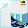 AAY Disposable Bed Pads with Adhesive Strips 36" x 36" (50 Count) | Extra Large Heavy Duty Incontinence Underpads, Super Absorbent 3XL Chucks Pee Pads for Adults, Kids, Pets, Puppy Training