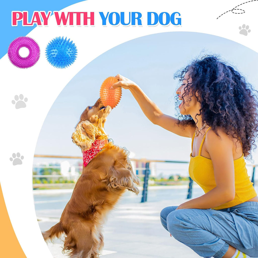 Silipull 4 Pcs Spiky Dog Toy Ball for Large Dogs, Fresh, Various Sizes