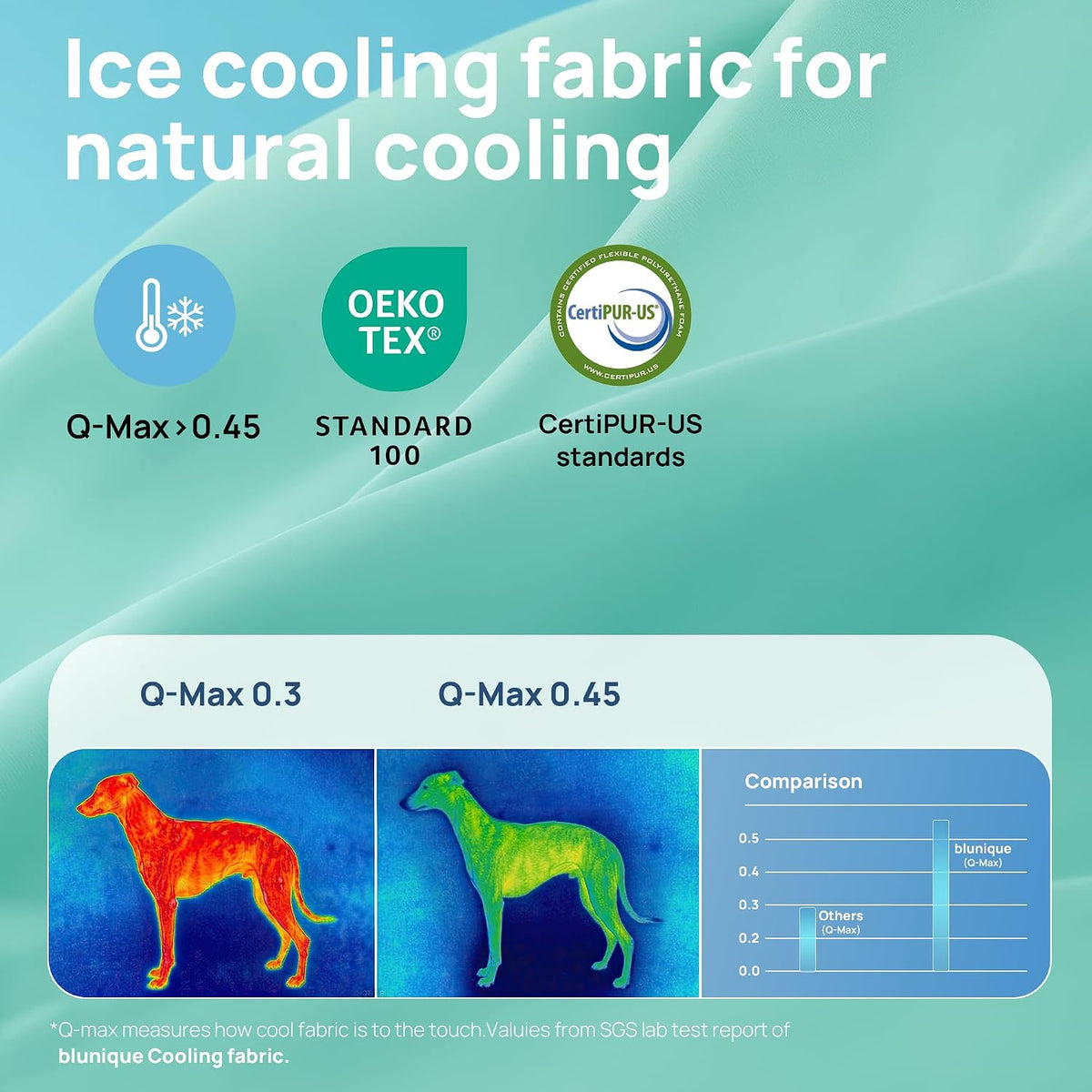 Cooling Dog Bed for Small,Medium Dogs & Cats with Bolsters,Q-Max>0.45 Orthopedic Pet Cool Sofa Beds with Breathable Egg Crate Foam,Removable Washable Cover, Light Aqua