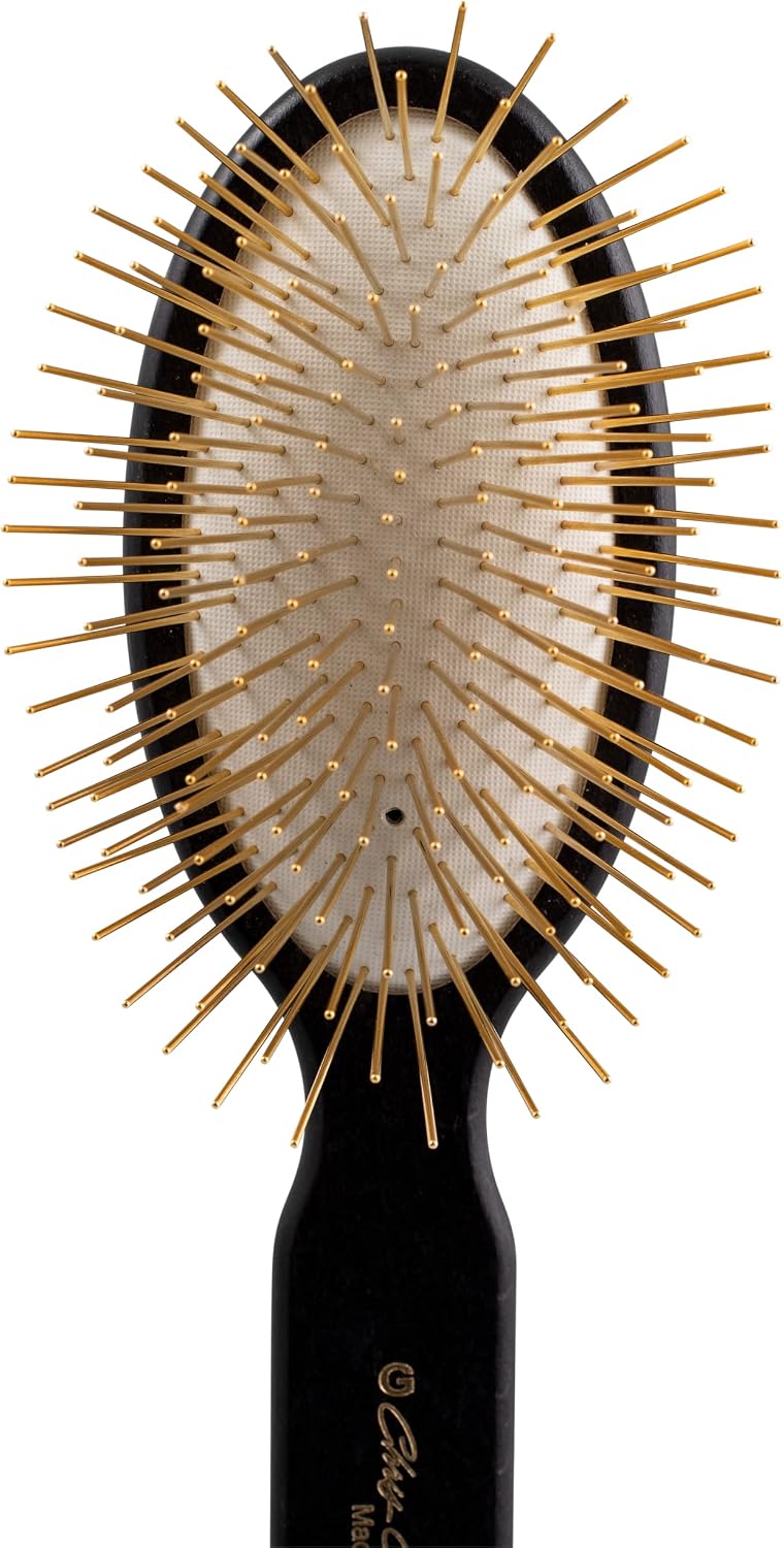 Chris Christensen 35mm Pin Dog Brush, Gold Series, Groom Like a Professional, 30% More Gold-Plated Stainless Steel Pins, Perfect for Fragile Coats, Ground and Polished Tips, Made in Germany
