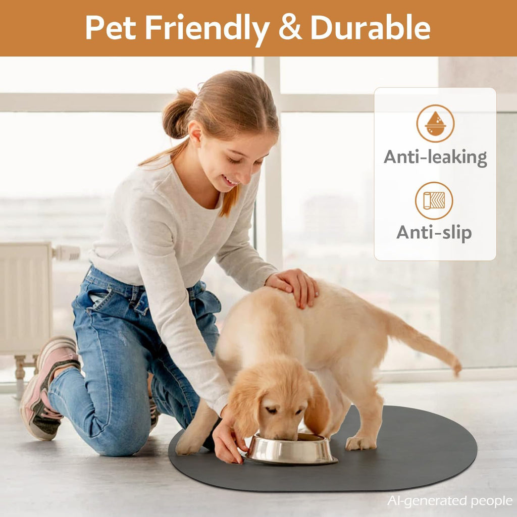 MontVoo Absorbent Dog Food Mat-Dog Mat for Food and Water Bowl | Quick Dry Pet Dish Mat, No Stains & Easy Clean Cat Rug for Messy Drinkers Cat Accessories Pet Supplies, 12"x19", Darkgrey