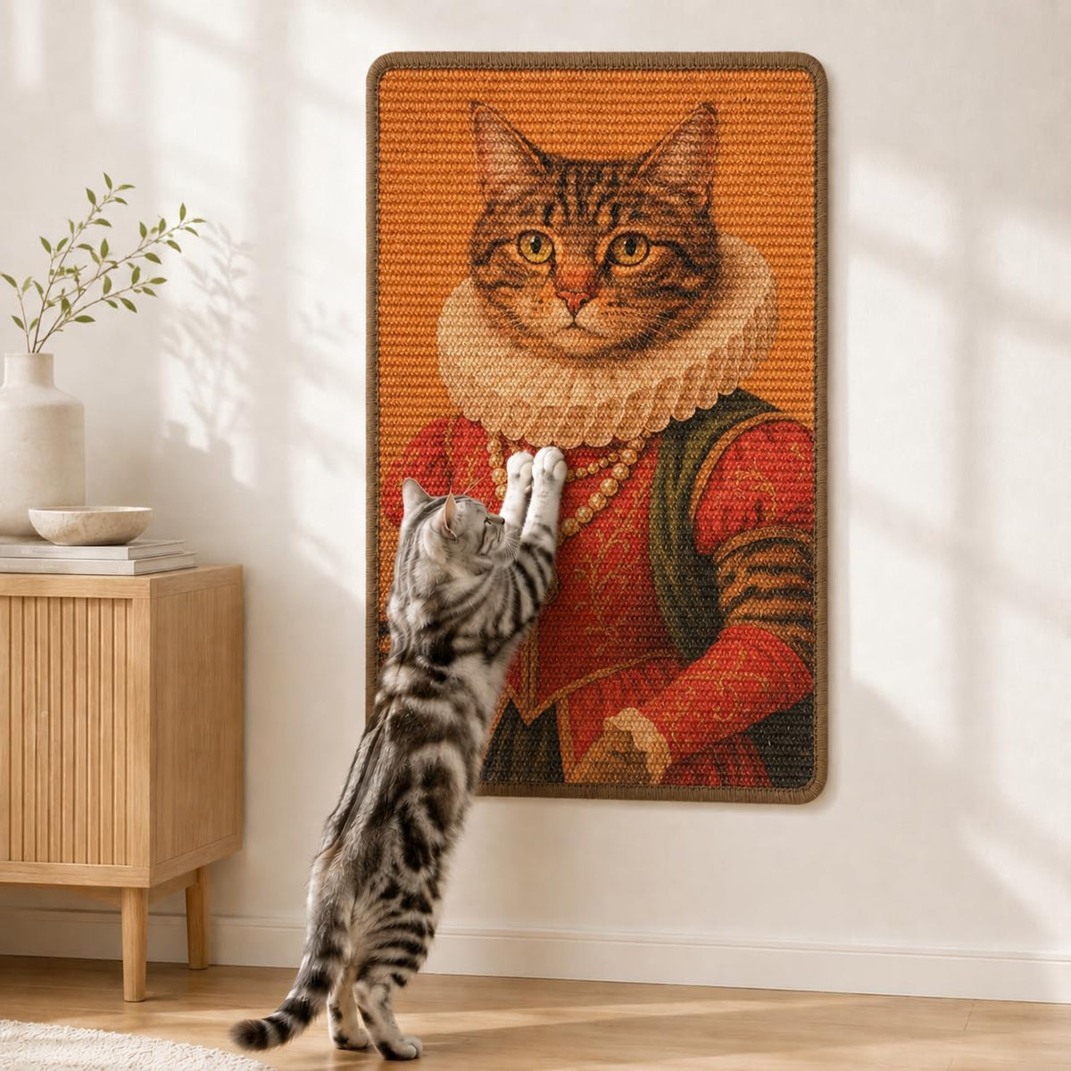 Art Sisal Cat Scratcher Mat, Cat Wall Scratchers for Indoor Cats