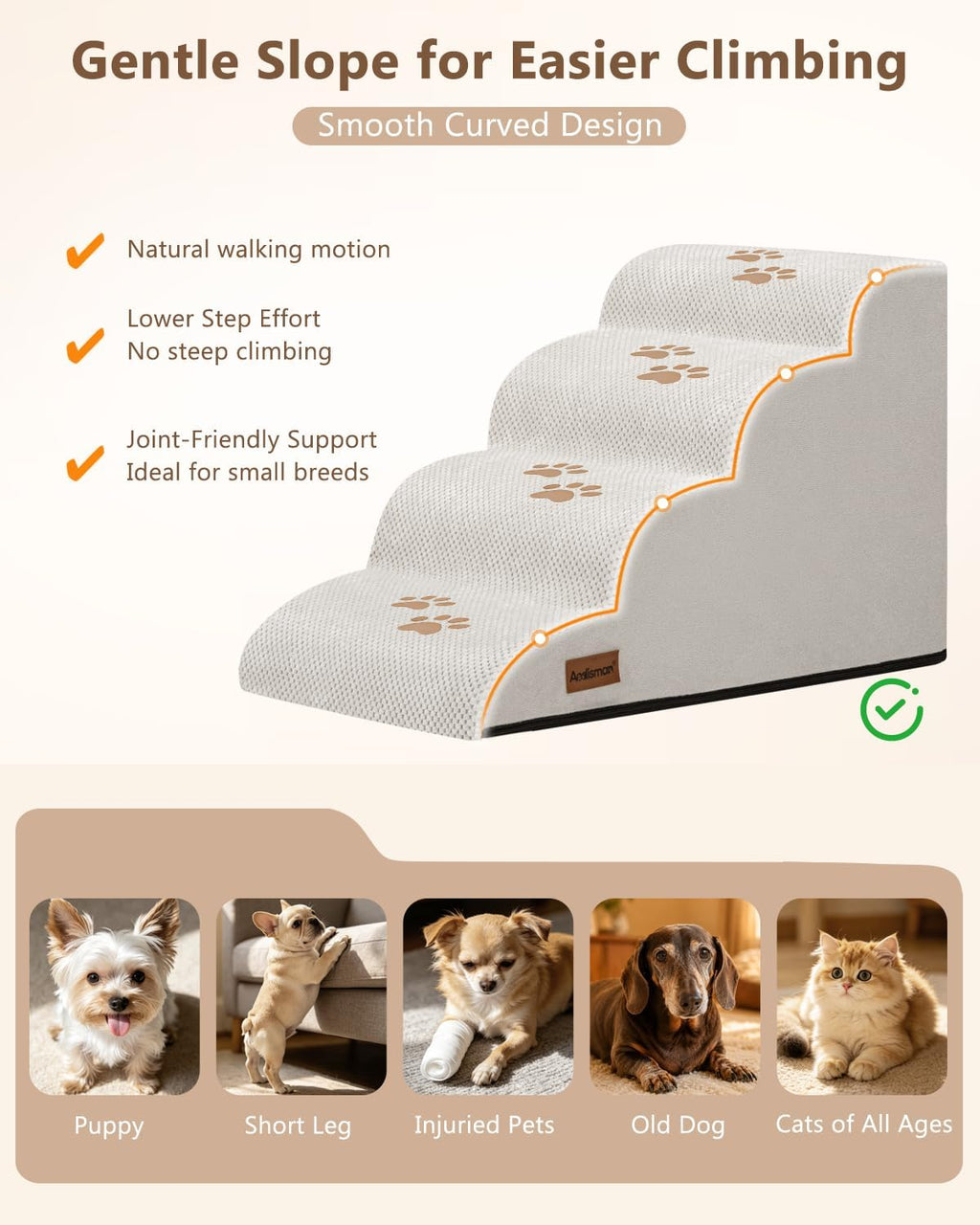Aodisman Dog Steps for Bed or Couch,4 Step Pet Stairs for Small Dogs & Cat