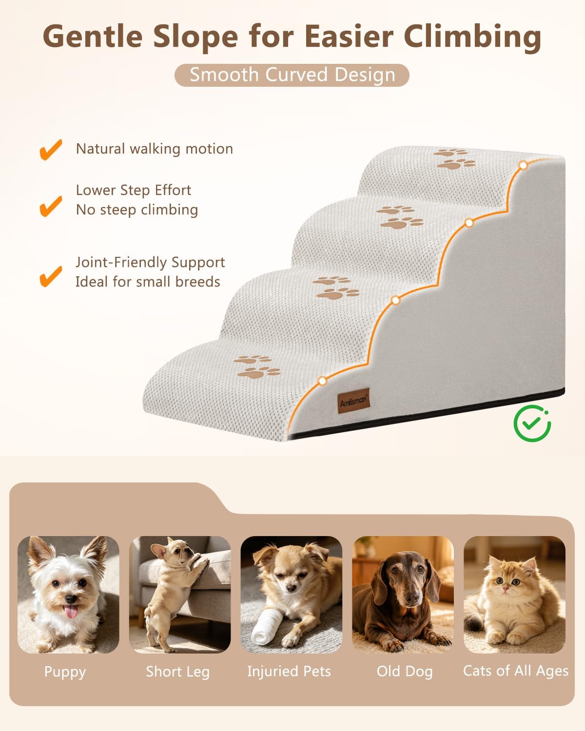 Aodisman Dog Steps for Bed or Couch,4 Step Pet Stairs for Small Dogs & Cat