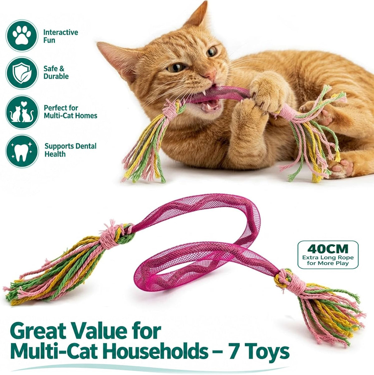7 Pack Interactive Catnip Toys & Chew Rope Toy for Cats/Kitten