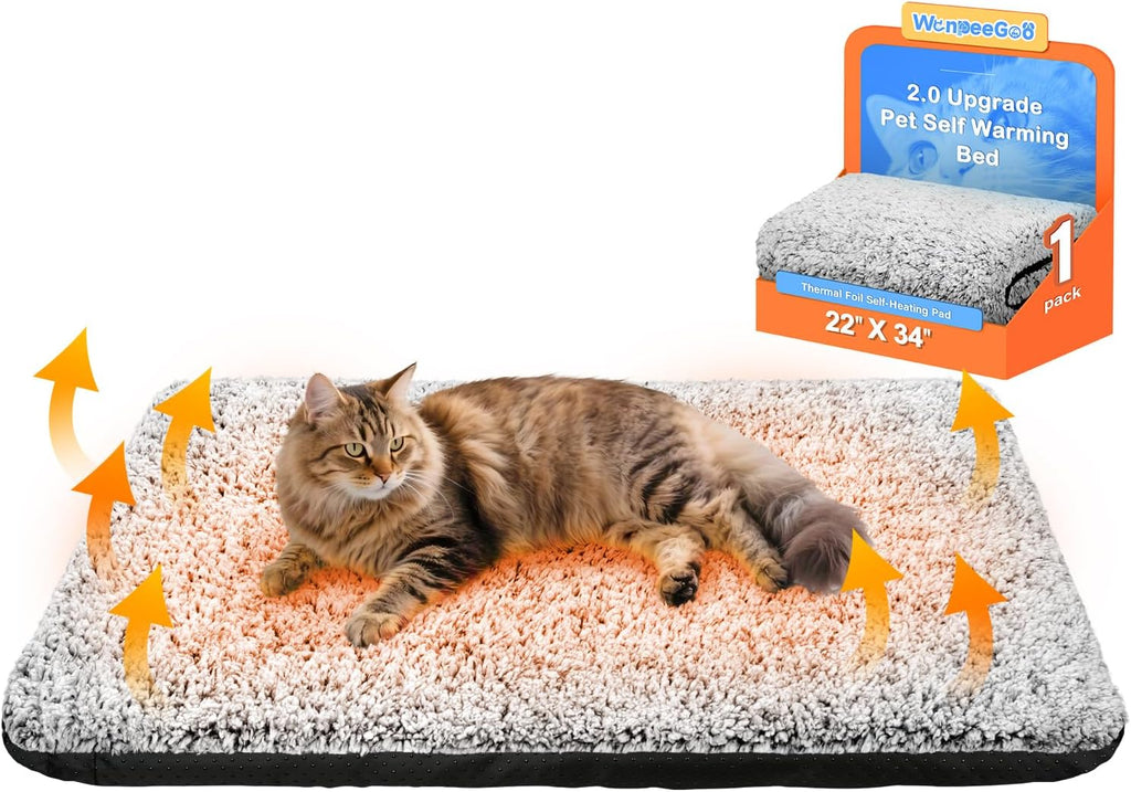 Self Warming Cat Bed, 2.0 Upgraded Thermal Mat for Indoor Cats, 22 x 34 In