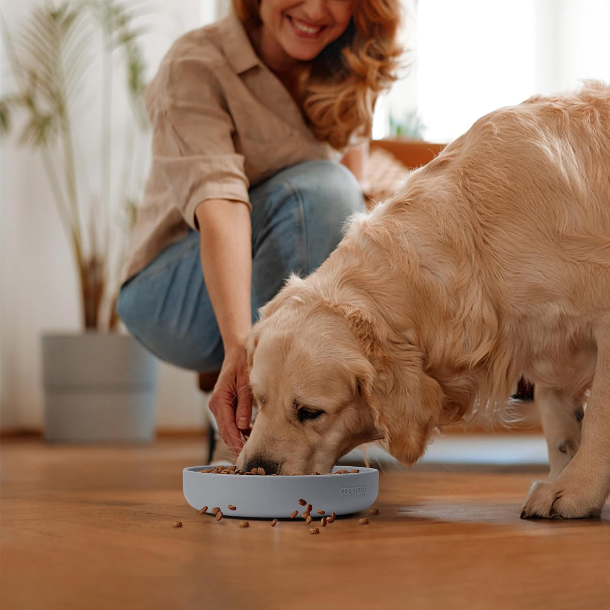 Coomazy Slow Feeder Dog Bowls, Silicone Anti Choking Puzzle Dog Food Bowl