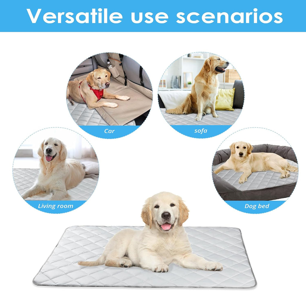 Pet Dog Cooling Mat, Outdoor Dog Cooling Pad, Washable Dogs Cats Pet Non-Toxic Cooling Pads Summer Sleeping Kennel Mats，Pet Self Cool Ice Blanket for Indoor Dog Beach Essentials Light Gray Medium