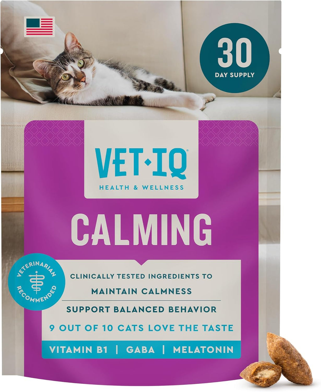 VetIQ Cat Calming Treats, Melatonin & Ashwagandha, 3.7oz