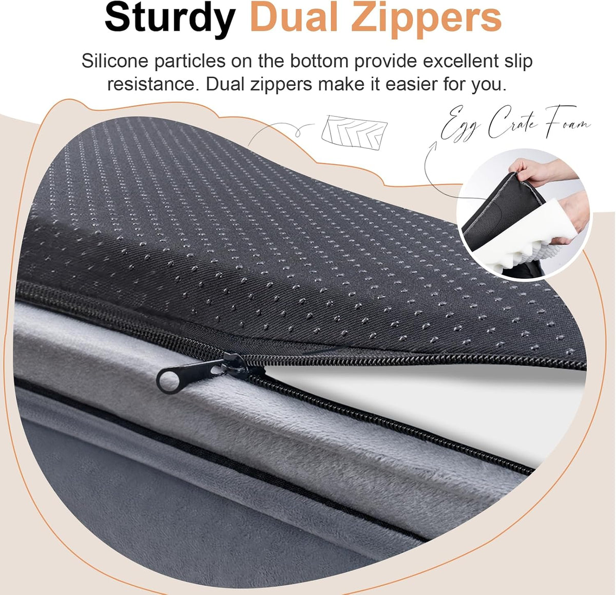 NANUYA Orthopedic Dog Bed for XX-Large Dogs, 44 x 34 Inch, Light Grey