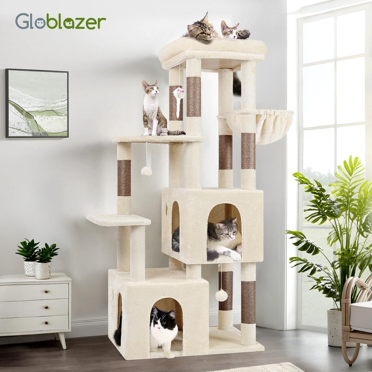 Globlazer Heavy Duty Cat Trees for Big Cats Maine Coon, F61, Beige