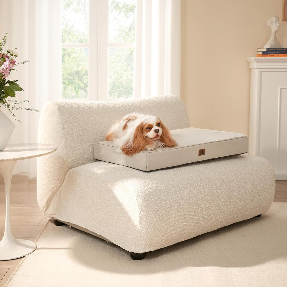 EHEYCIGA Orthopedic Dog Crate Beds for Medium Dogs, 30x20Inch, Beige