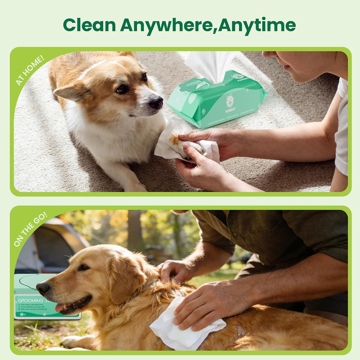 Pet Wipes for Dogs & Cats, Extra Moist & Thick Grooming Puppy Wipes with 100 Fresh Counts, Aloe Vera/Nature 