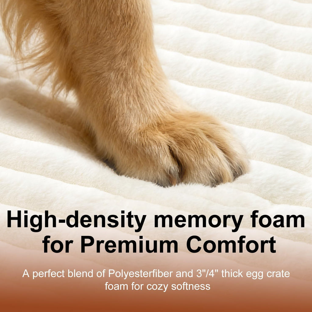 Waterproof Orthopedic Dog Bed for Large Dogs Cream