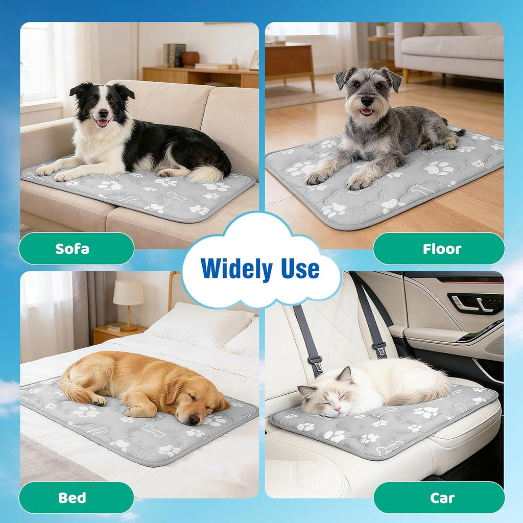 Dog Cooling Mat, Large Cooling Dog Bed Mat for Indoor & Outdoor, Q-Max>0.5, Machine Washable Non-Toxic Portable Pet Cooling Pad for Kennel, Crate, Car - L(36" x 27") - Grey