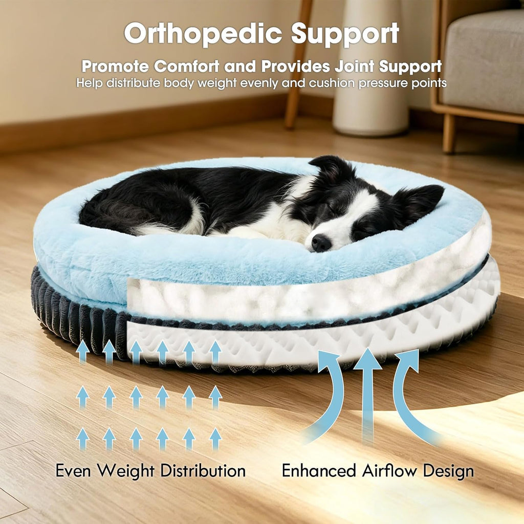 ClevaHome Orthopedic Dog Bed for Large Medium Dogs, 36in Ice Blue