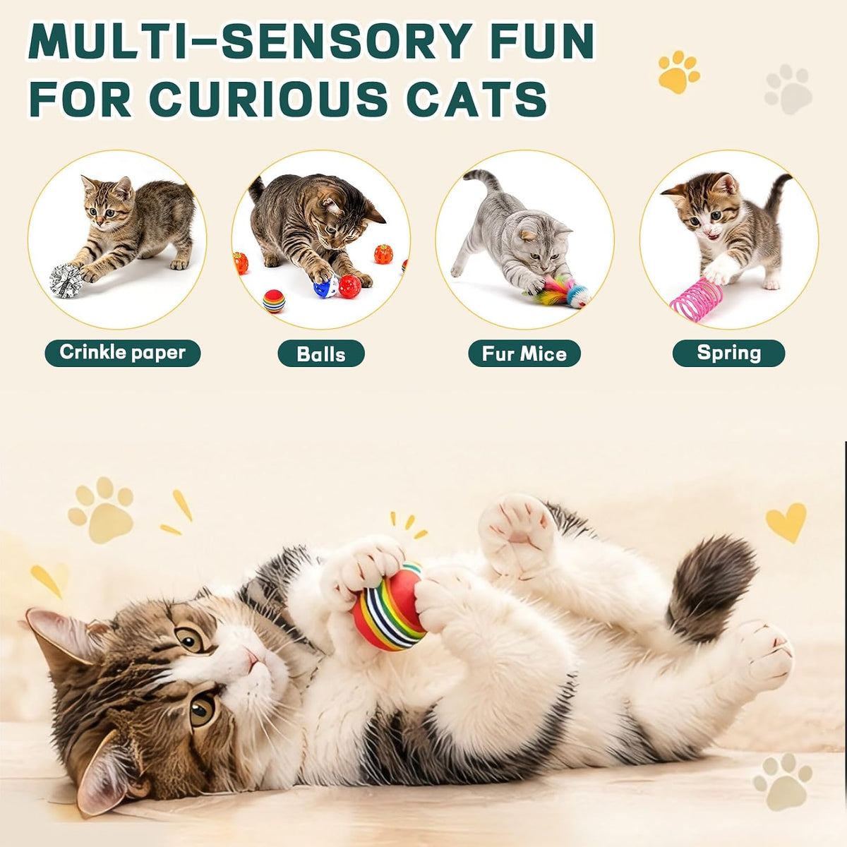 iCAGY 25 Pcs Cat Toys Set, Cat Tunnel Toy for Indoor Cats, Kittens