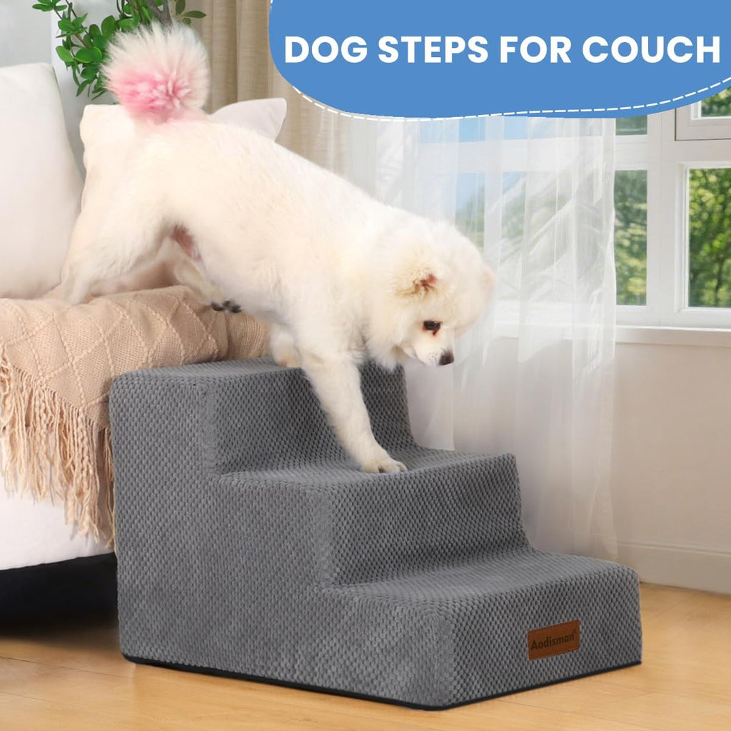 Aodisman Dog Stairs for Small Dogs & Cats,3-Step Pet Steps for Couch & Bed (Pack of 2)