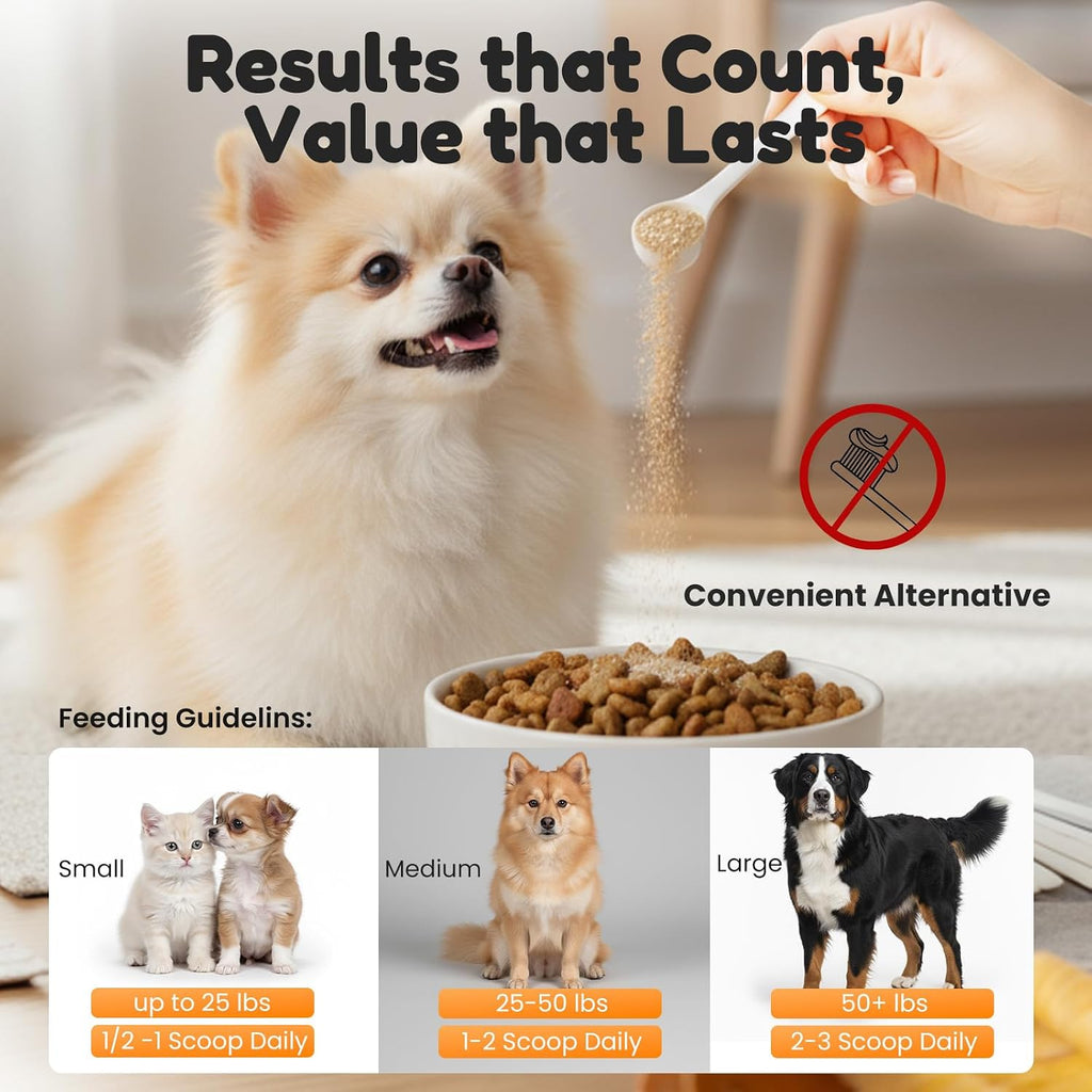 Dog Teeth Cleaning Powder - Plaque & Tartar Control, Breath Fresheners
