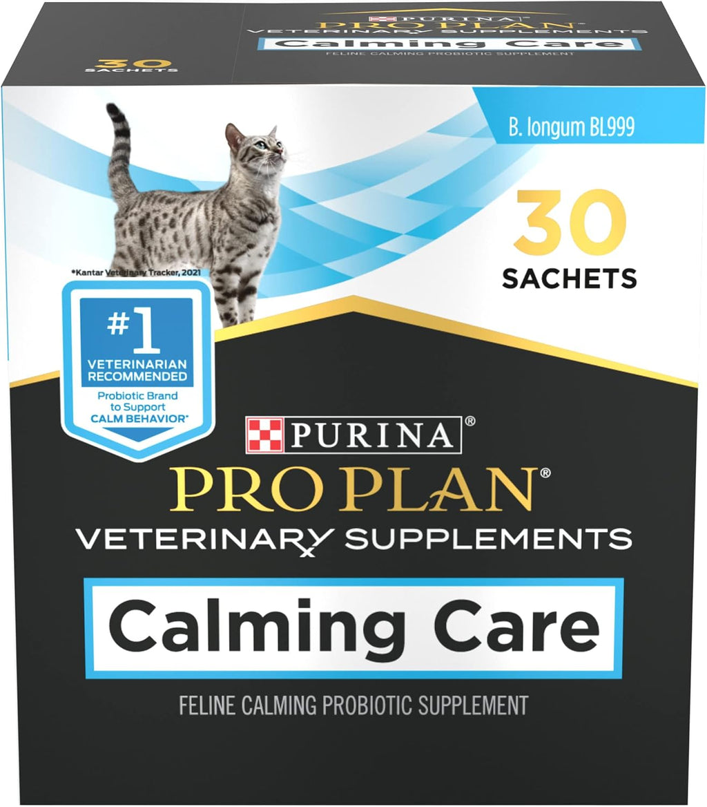 Purina Pro Plan Veterinary Supplements Calming Care for Cats, Feline Calming Probiotic Supplement, Cat Digestive and Behavioral Support, B. Longum BL999, 30 Sachets (Pack of 3)