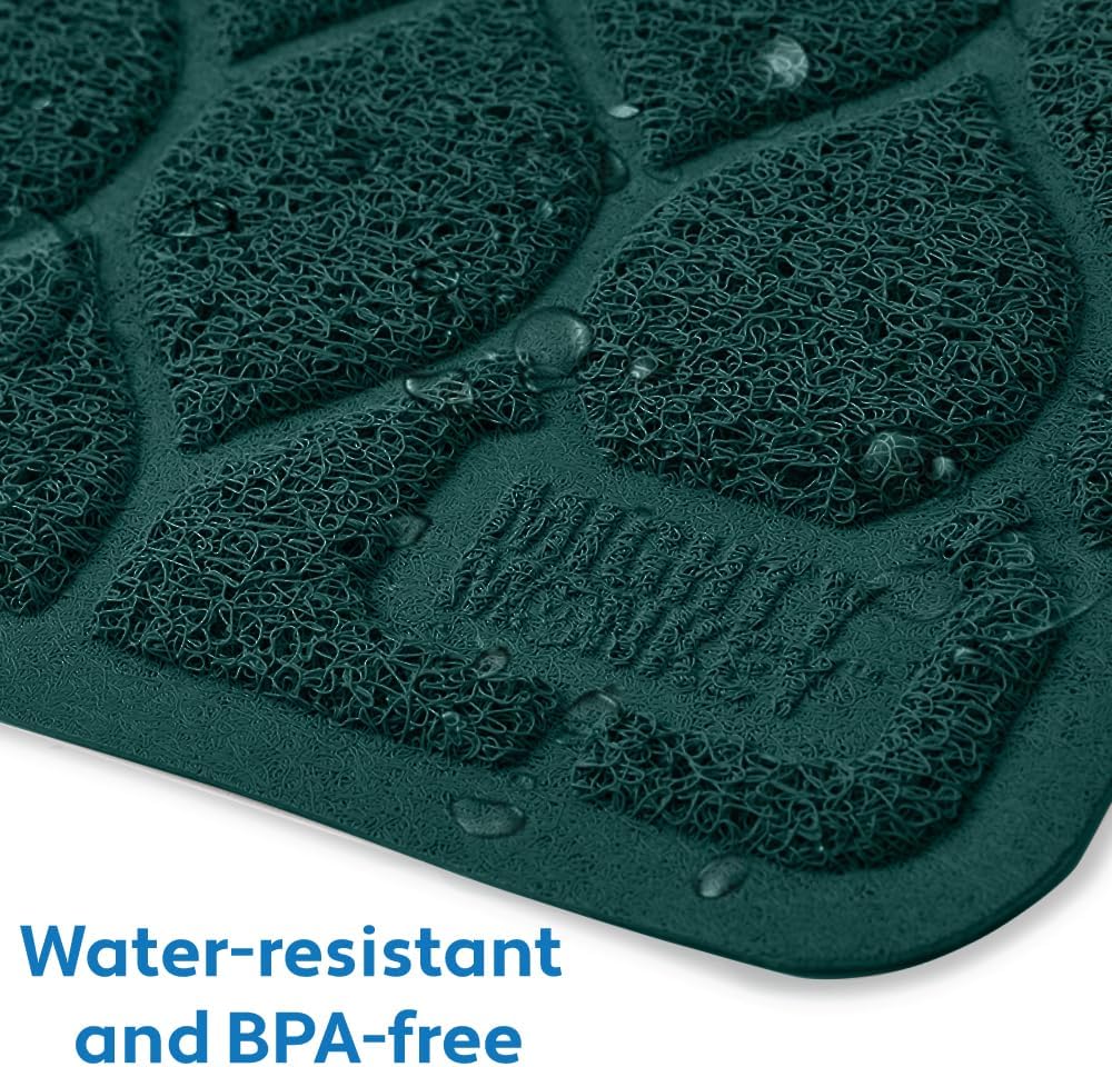 MIGHTY MONKEY Waterproof Cat Litter Box Mat, BPA Free, 35x23 Hunter Green | Easy Clean Floors, Textured Backing, Soft on Sensitive Kitty Paws, Cats Accessories, Less Waste, Stays in Place