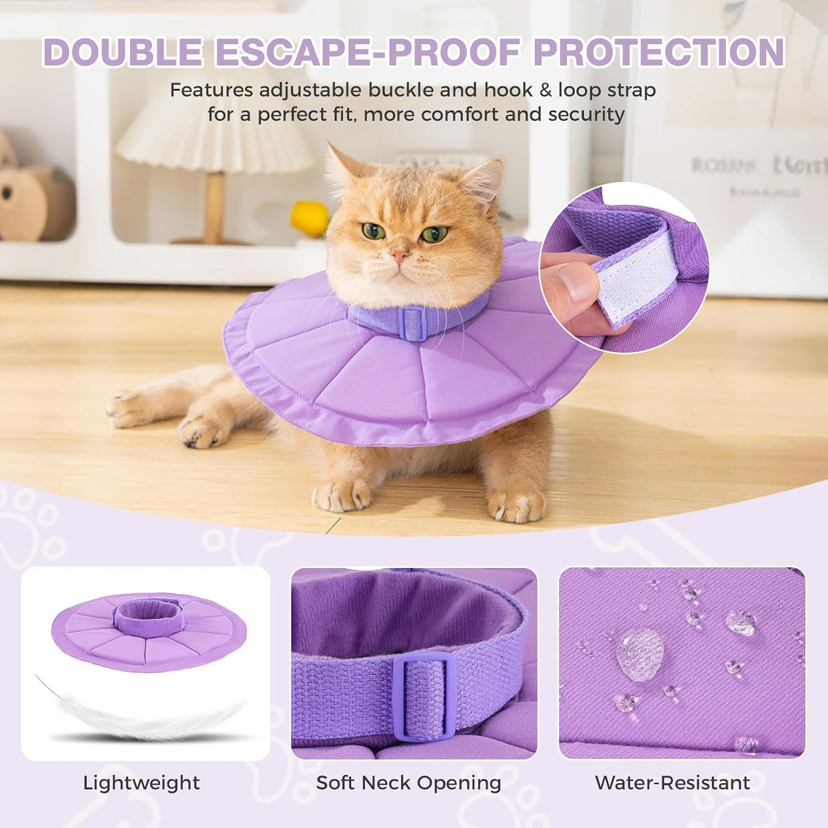 Avont Inflatable Cat Cone, Lightweight Recovery Collar, L Purple