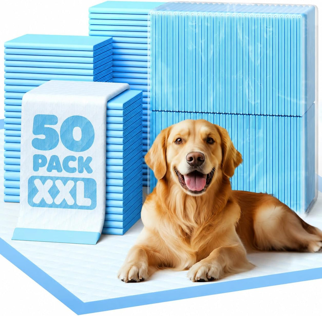 Powools Extra Large Pee Pads, 38 x 28 in, 6-Layer Leakproof, 50-Pack