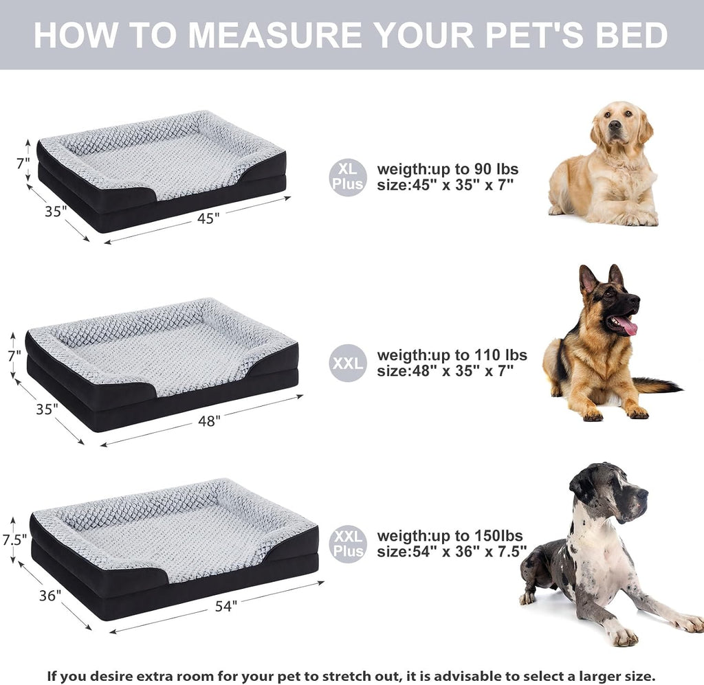 LEXTRO Orthopedic XXL Dog Bed, Washable Dog Beds for Extra Large Dogs