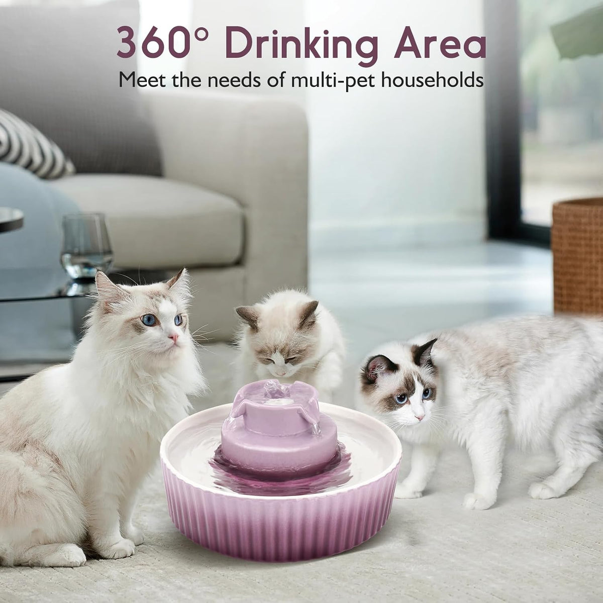 Lawfery Ceramic Cat Water Fountain, 2.1L/71oz Cupcake Pet Fountain