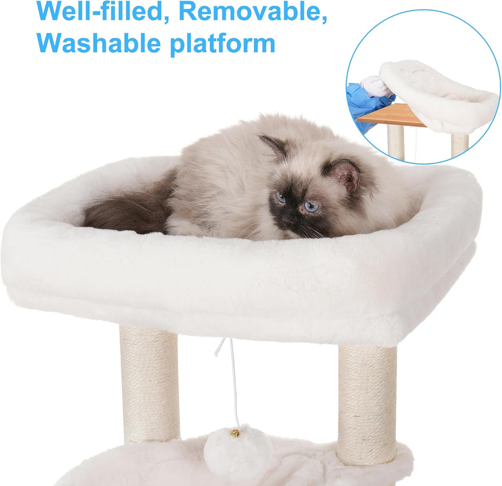 Hey-brother Cat Tree Tower, Wooden Litter Box Enclosure and Condo, MPJ115WB