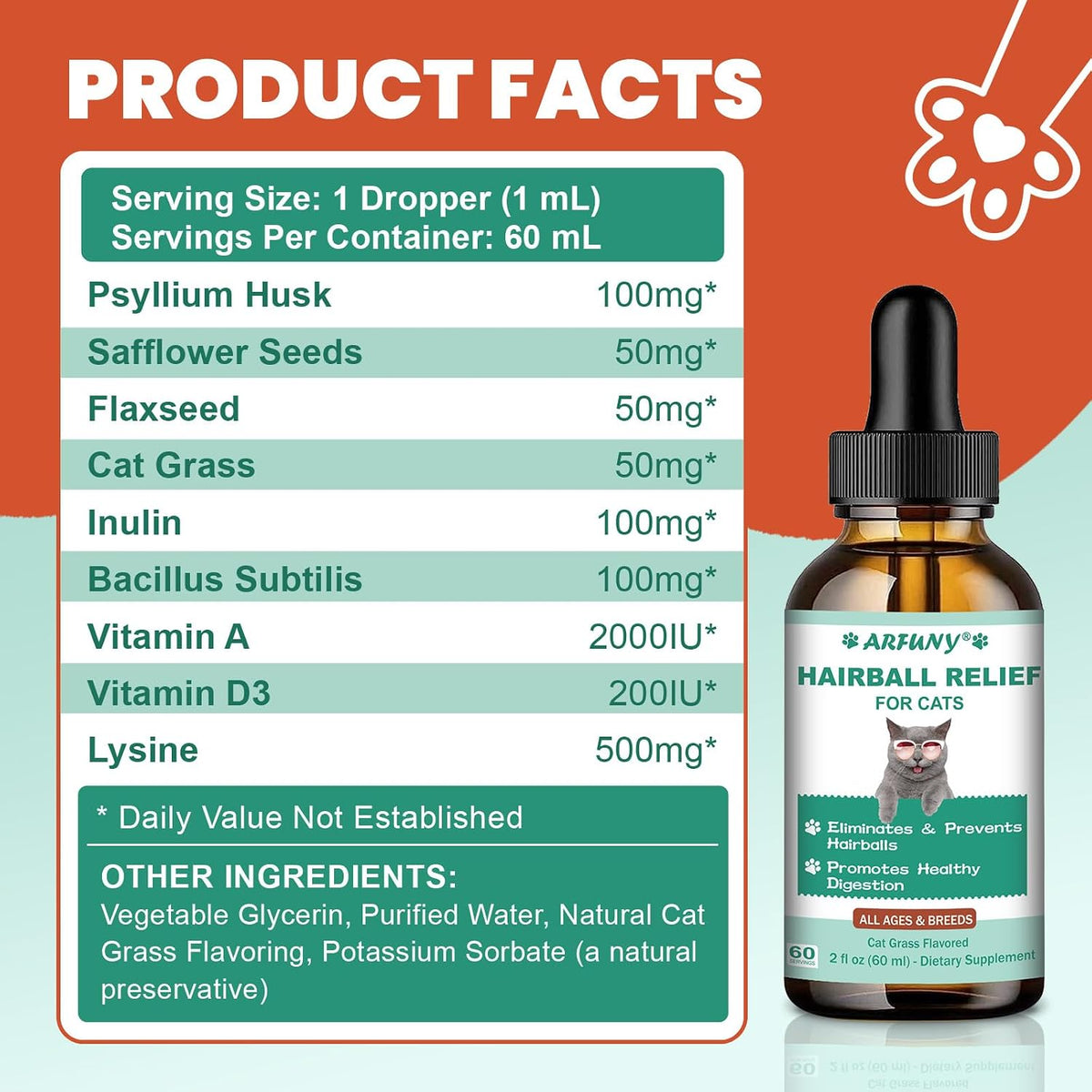 2-Pack Hairball Treatment for Cats, Cat Hairball Remedy, 120ML