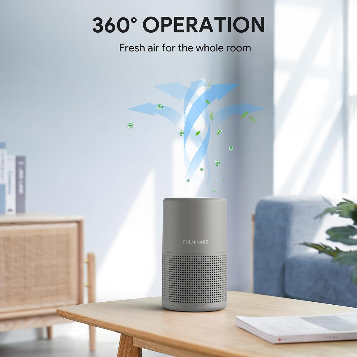 Air Purifiers for Bedroom, FULMINARE H13 True HEPA Filter (Gray 2 Pack)