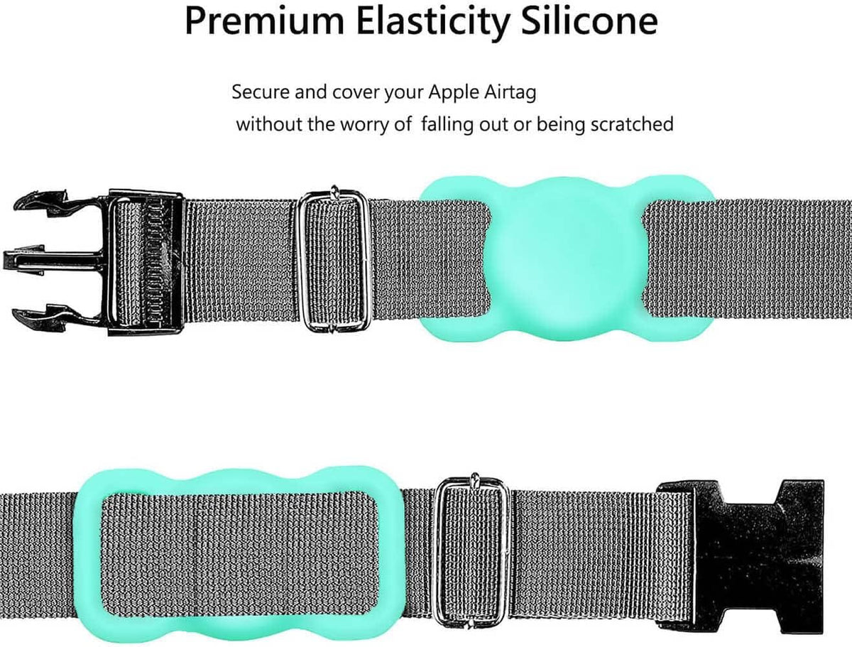 for AirTag Dog Collar Holder Soft Air Tag Holder (Mint Green&Black)