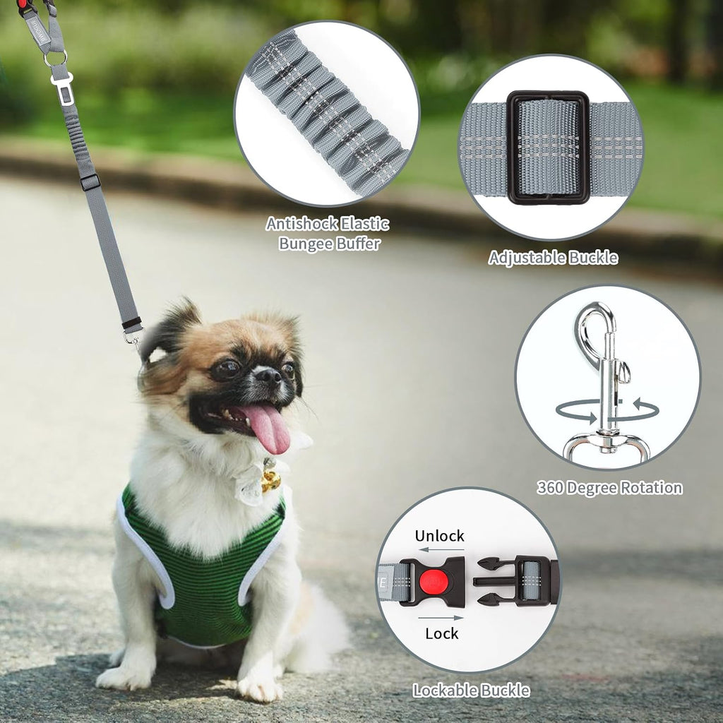 BWOGUE Dog Seat Belt for Car, Headrest Restraint Reflective Bungee, 1 Pack